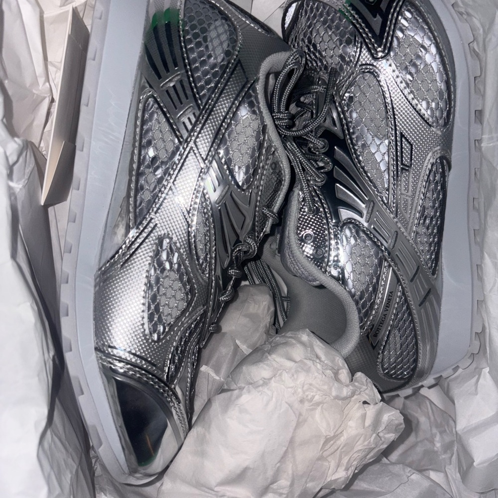 Bottega Veneta Gray and Silver Sneakers